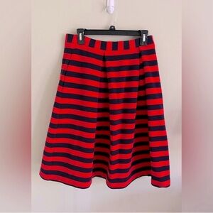 Boden red/navy striped A line full skirt sz 10